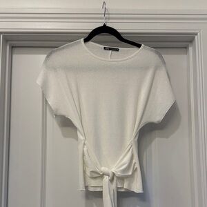 Elegant light cream Tie-Front Top